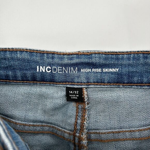 INC INTERNATIONAL CONCEPTS High Rise Embellished Bling Skinny Jeans Size 14 / 32 - Picture 7 of 8